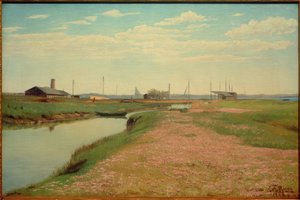 Canal y puerto en Fredriksvaerk de Laurits Andersen Ring